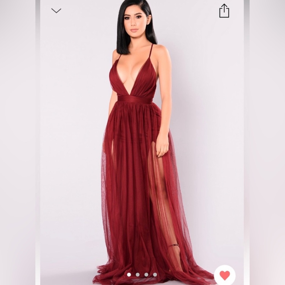 Burgundy formal wedding guest dress